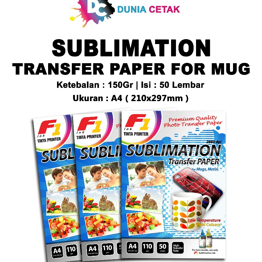 

Hematku Kes Sublim F1 Ink Sublimation Transfer Paper For Mug A4 Isi 5 Lembar