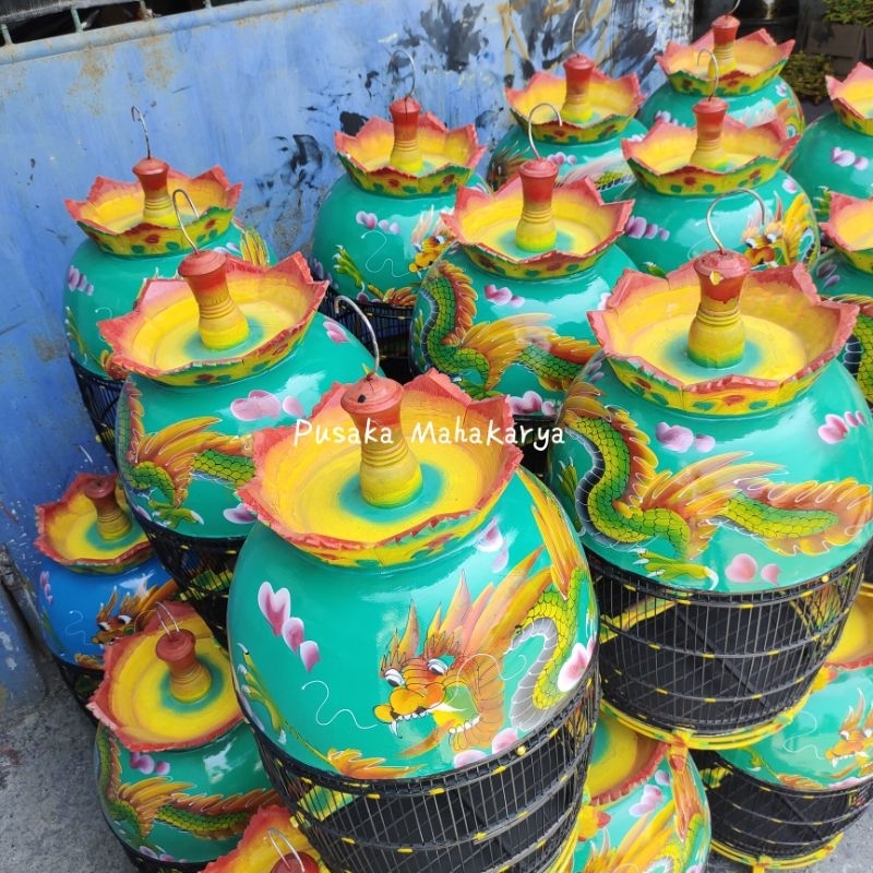 SANGKAR BURUNG MAHKOTA NAGA SUPER KANDANG PERKUTUT DARI KAYU MOTIF TERBAIK FULLSET MURAH BERKUALITAS