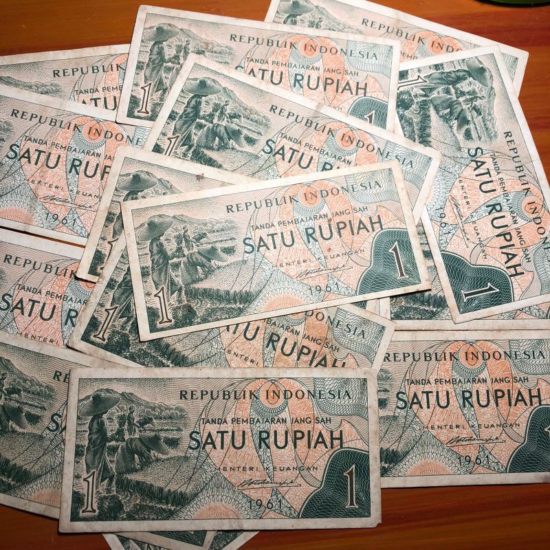Uang Kuno 1 Rupiah Hijau Asli Tahun 1961