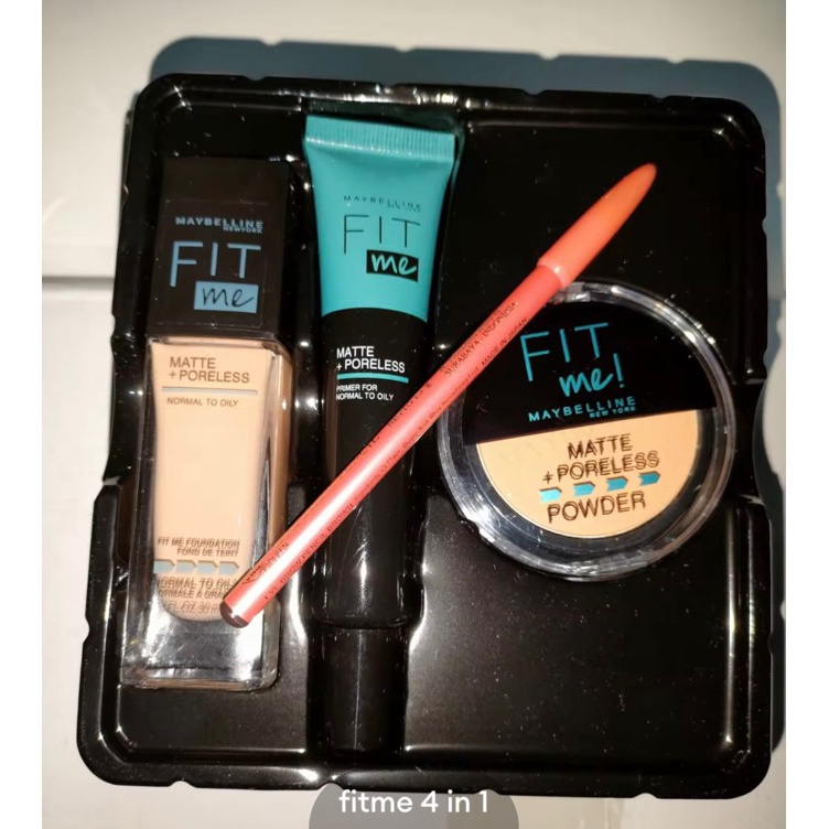 Promo Ekonomis Paket Maybeline Fit me set Foundation 4 in 1  MakeUp Set 4 in 1  Foundation  Bedak  P