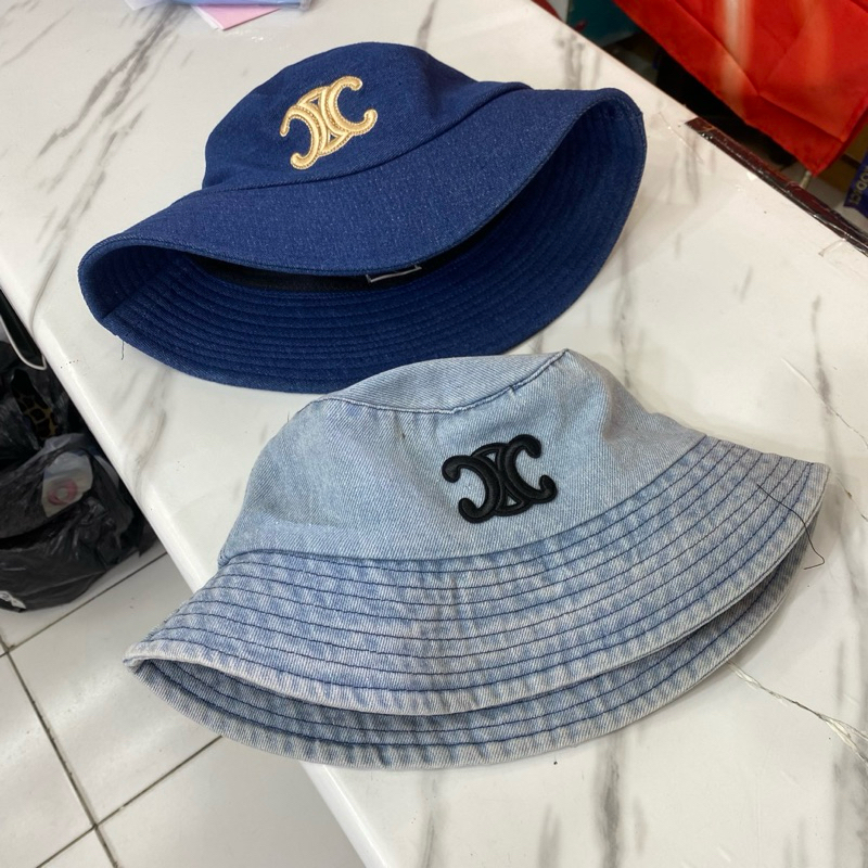 BUCKET HAT CELINE DENIM TOPI LEBAR