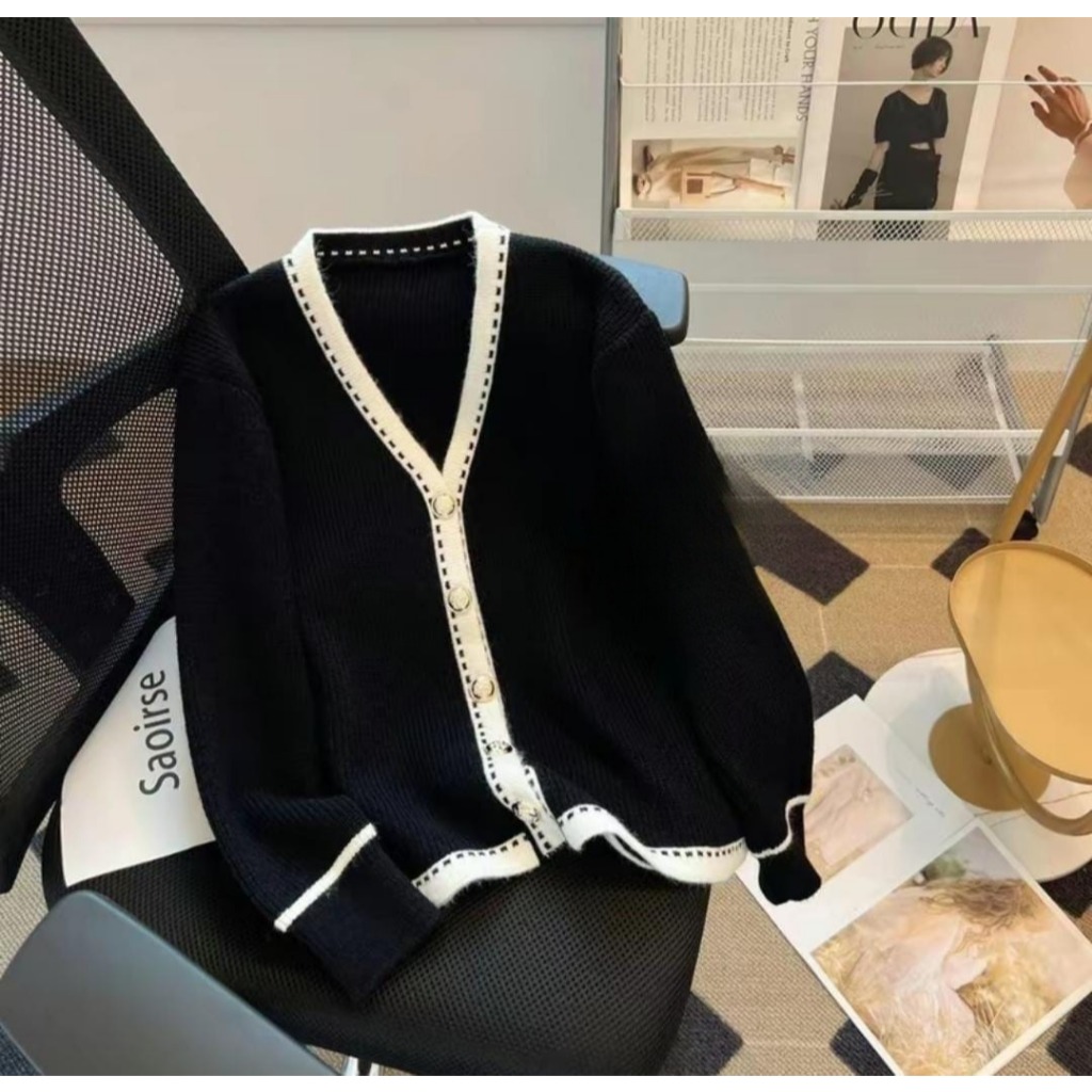 Cardigan Rajut Wanita Lengan Panjang Model Blazer Knitwear Polos Gaya Korea