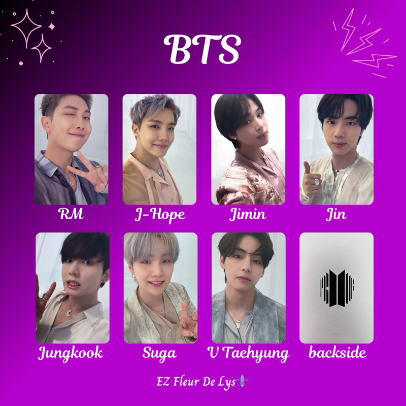 photocard replika pc unofficial BTS proof RM J-HOPE JIMIN JIN JUNGKOOK SUGA V TAEHYUNG