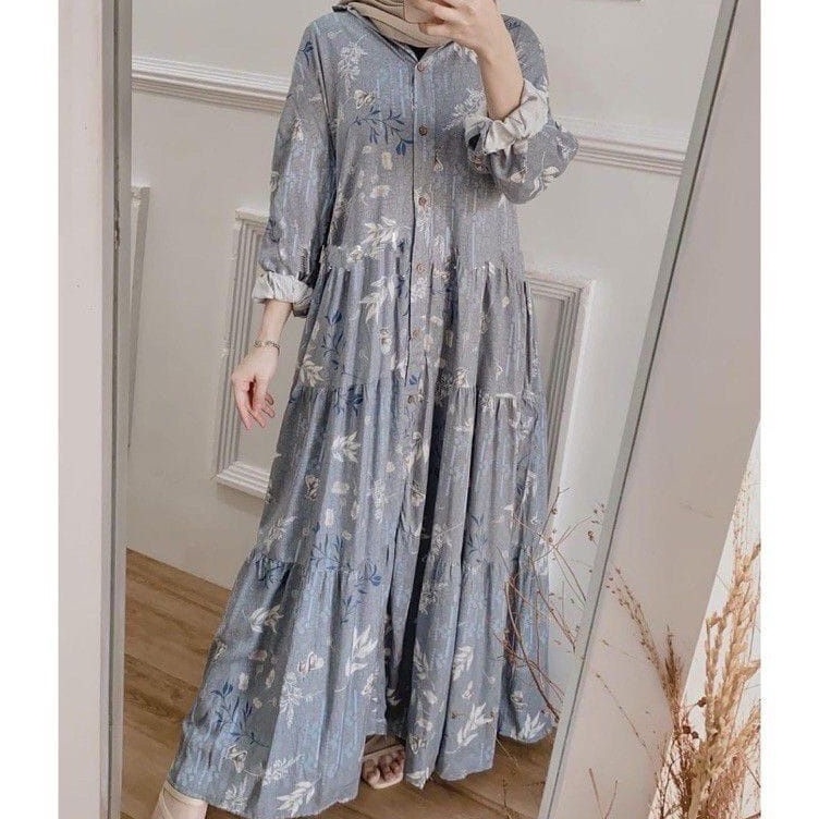 Top Limited  ABERIA DRESS RAYON FULL KANCING  GAMIS BELA MOTIF BUNGA FULL KANCING BUSUI 3 IN 1