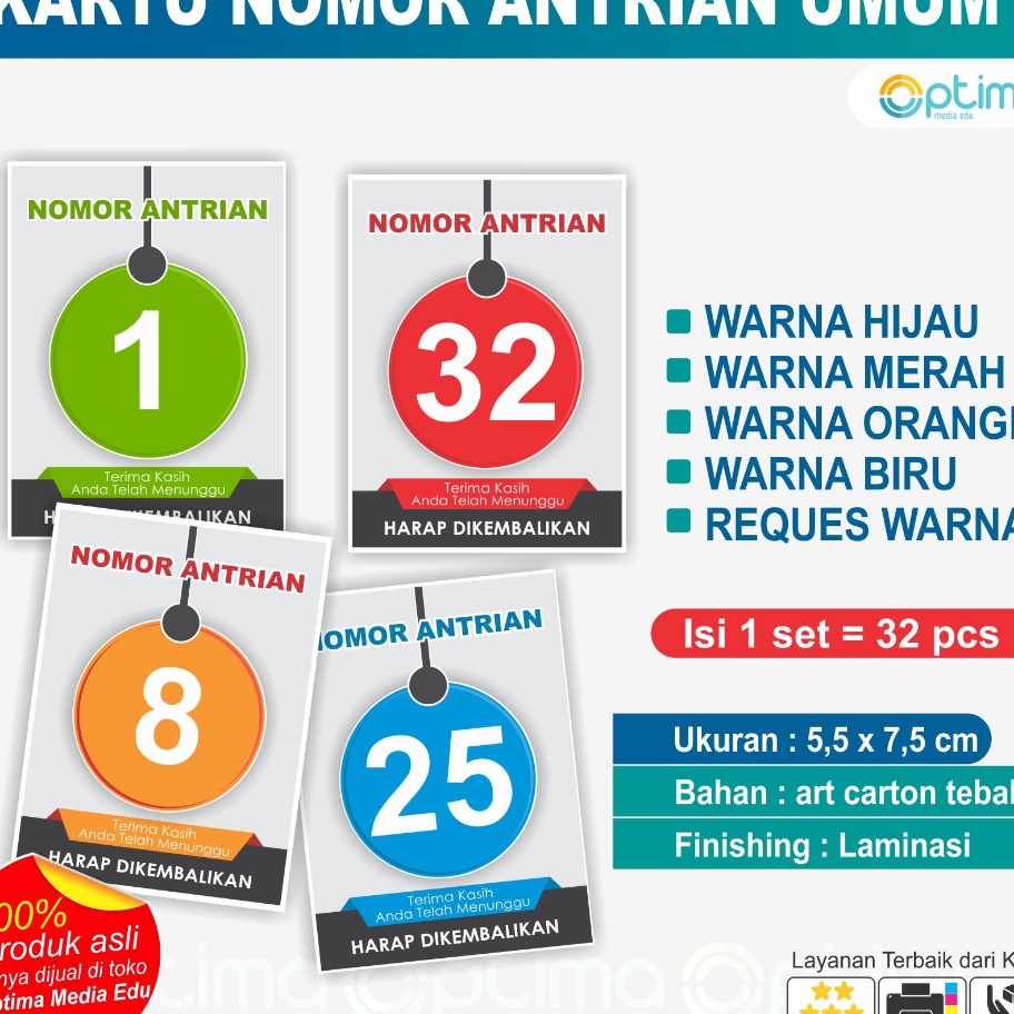 

PRODUCT TERMURAH KARTU NOMOR ANTRI ANTRIAN UMUM