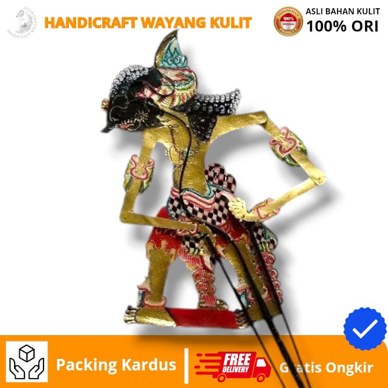 HANDICRAFT WAYANG KULIT | Wayang Purwa Brotoseno Bima Muda Wayang Kulit Asli dari Kulit Kambing Ukur