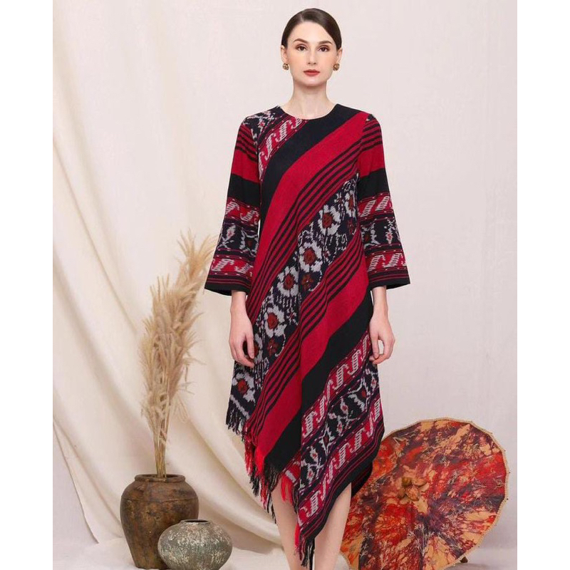 Tunik Tenun Wanita - Dress Tenun Asimetris - Dress Tenun Wanita