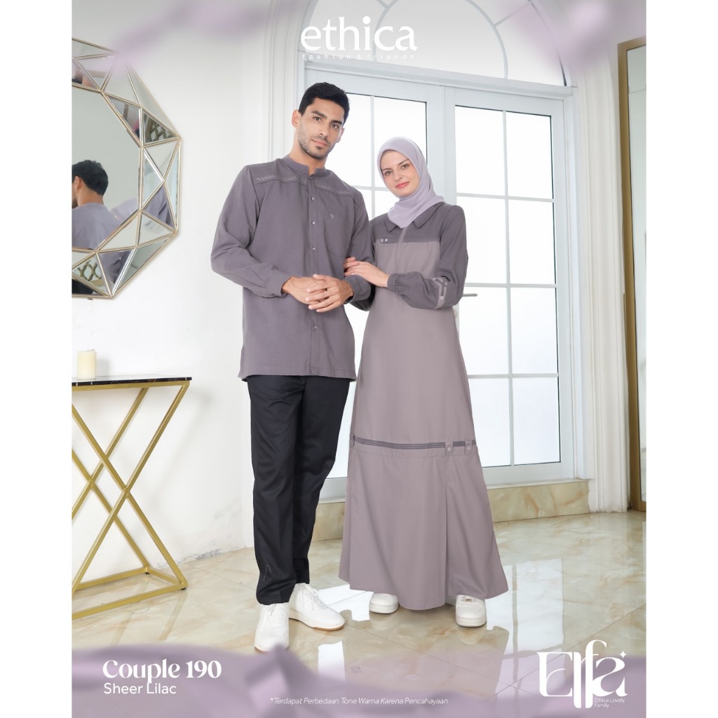 Ethica Gamis Couple 190 Sheer Lilac Sarimbit Couple Keluarga