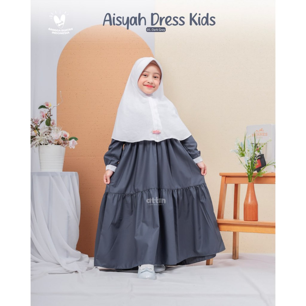 ATTIN - Bergo Anak/Hijab Anak Instan/Kerudung Sekolah Anak/Bergo Hitam/Bergo Sekolah