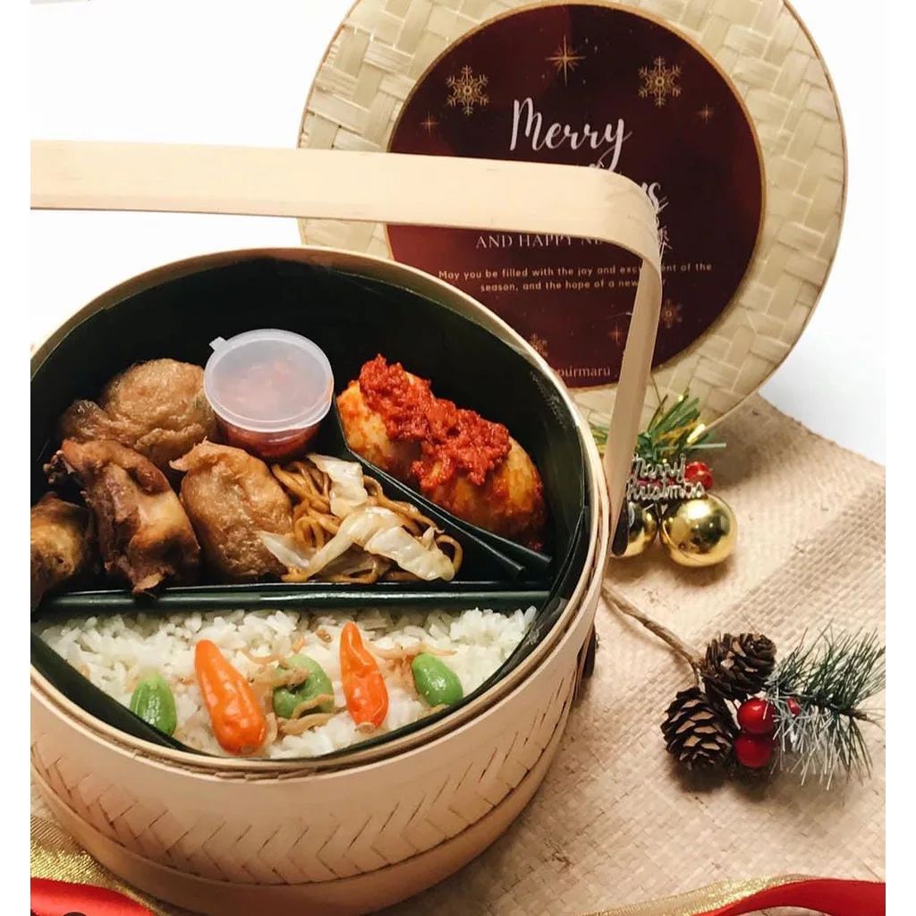 

Rantang Bambu Bulat Anyaman Full/ Hampers Bambu / Keranjang Bambu D30