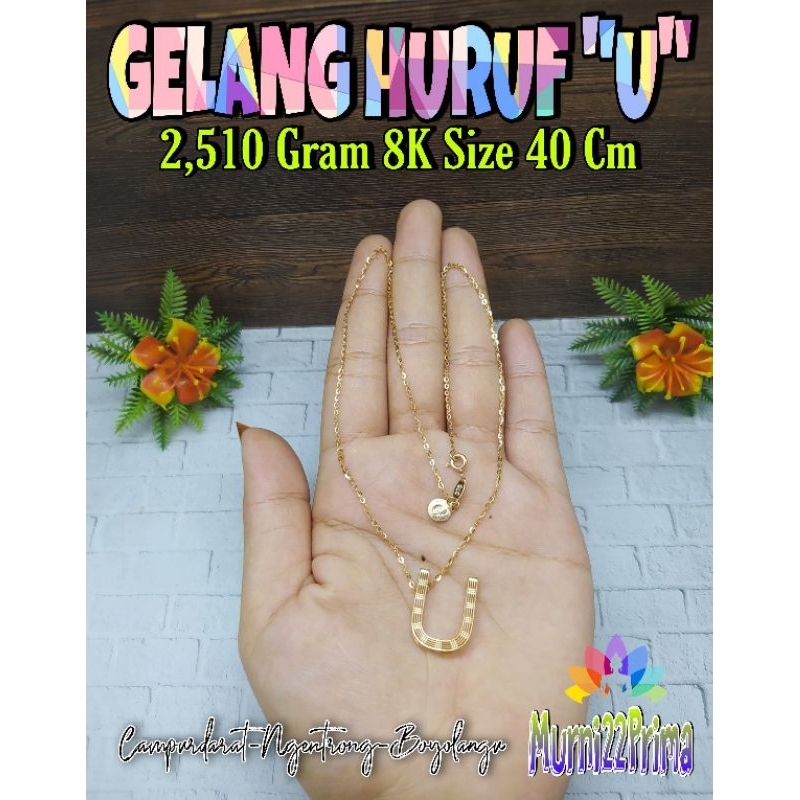 KALUNG HURUF " U " EMAS ASLI
