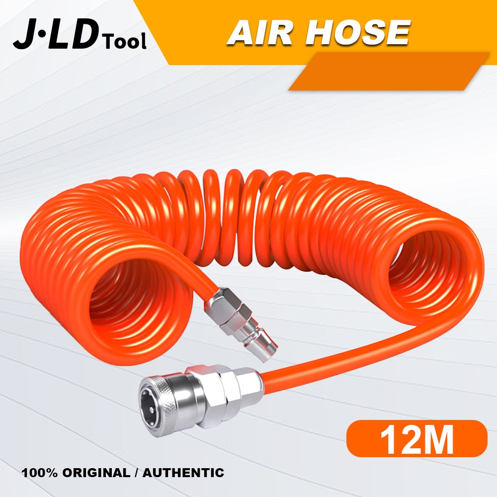 JLD Selang Kompresor 6M/9M/12M Selang Angin Spiral PE Air hose Gulungan Selang Angin Kompresor