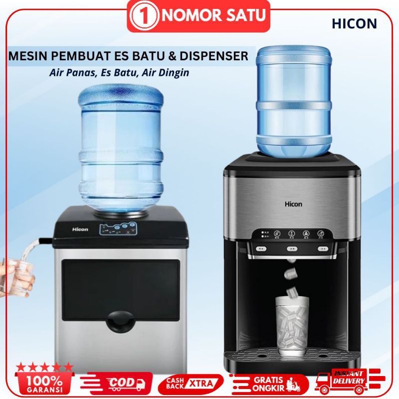 Mesin Es Batu Dispenser Multifungsi 30kg/24jam Air Dingin, Air Panas Dan Es Batu