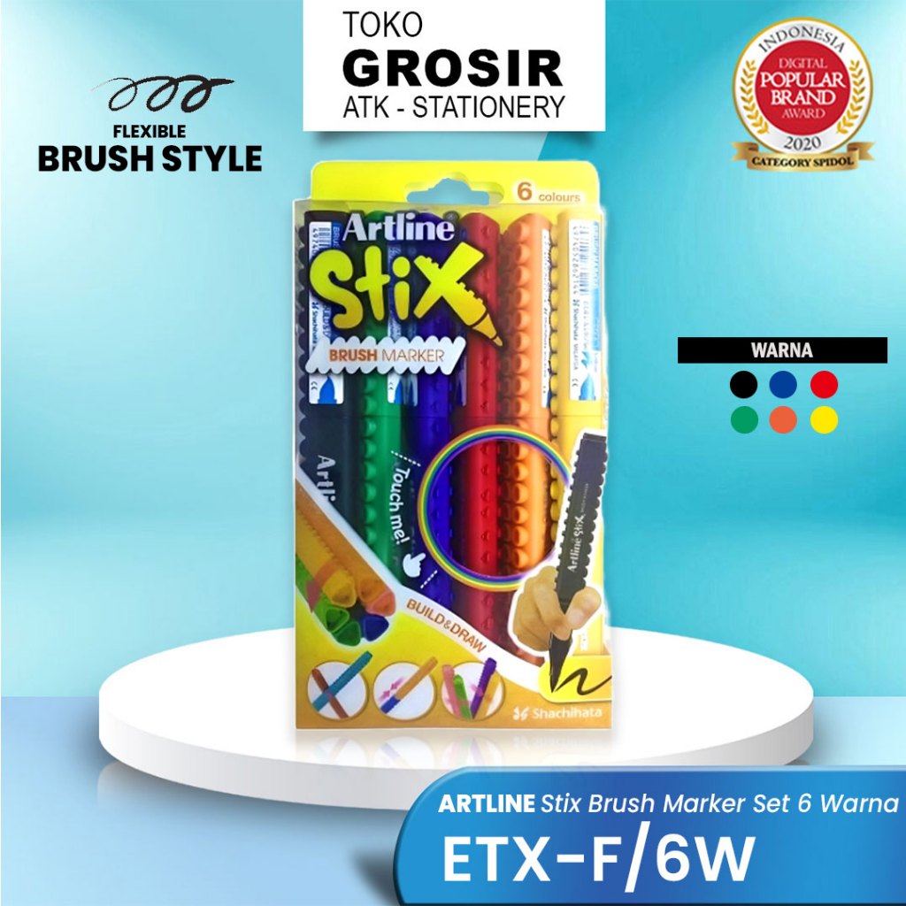 

ETX-F/6 Brush Pen Pena Kuas Warna Spidol Kaligrafi Brushpen ARTLINE Marker Lettering Calligraphy ≈ LEGO
