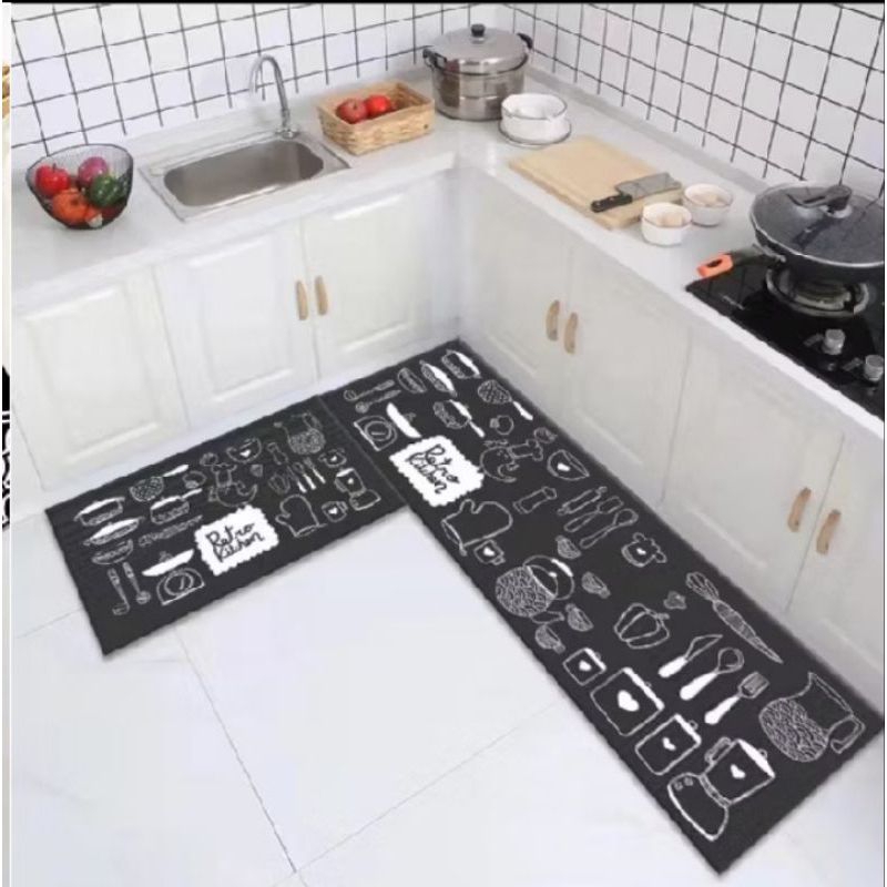 Keset dapur anti slip 2 in 1 keset anti licin kesen dapur cantik