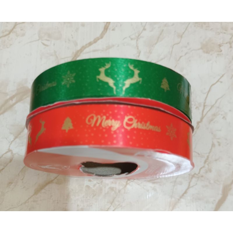 

Pita kado plastik motif natal 2 cm / rol
