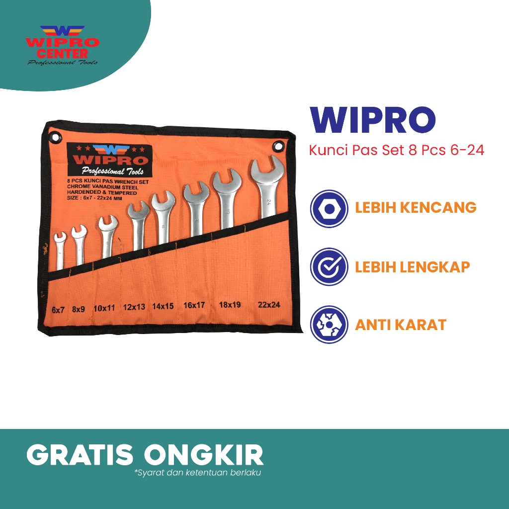 WIPRO Kunci Pas Set Tool Set 8 pcs Kunci Pas Set Wipro Satin 8pcs Kunci Pas 6 - 24