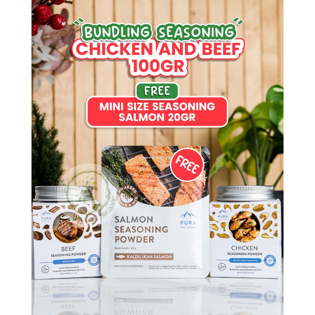 

PROMO BUY PURA SEASONING CHICKEN AND BEEF 100GR - FREE MINI SIZE SEASONING SALMON 20GR