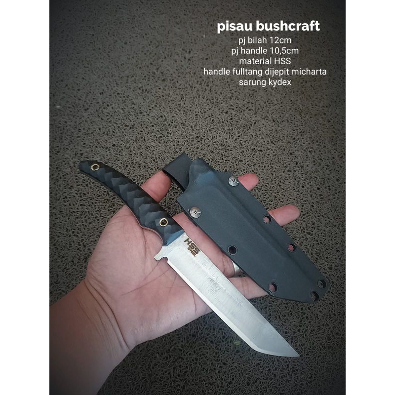 pisau bushcraft baja hss sarung kydex usa asli