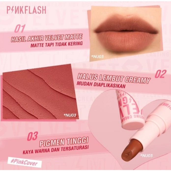 PINKFLASH Velvet Matte Lipstick Lip Cream Tahan lama