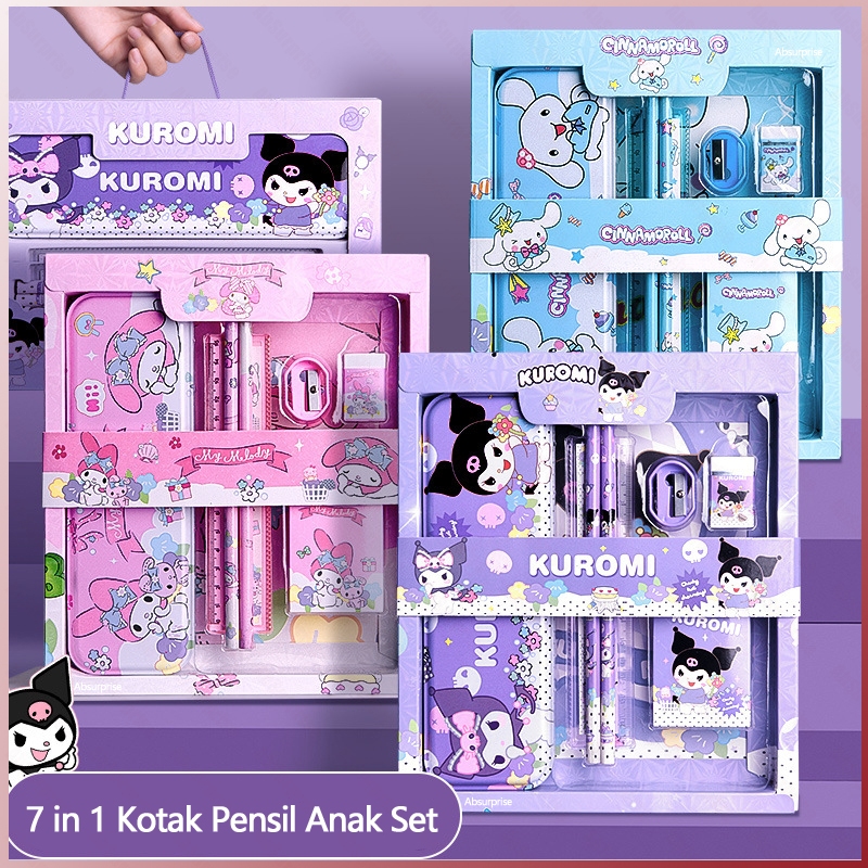 

Kotak Pensil Anak Set 7 in 1 Stationery Untuk Hadiah Anak Sekolah Sanrio / Alat Tulis Set Kotak Pensil Karakter Kuromi /Stationery Untuk Hadiah Anak / Kotak Pensil / Alat Tulis