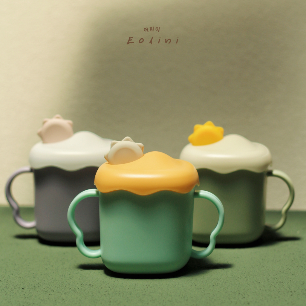 [ Eolini ] Plastic Sippy Cup Glass Baby Toodler Melting Lid / Sippy Cup Gelas Anak Bayi