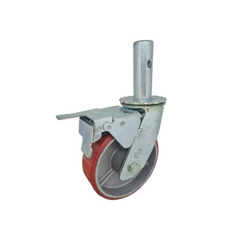 Roda Scaffolding / Steger PU Merah Besi Cor Heavy Duty 8" inch Taiwan