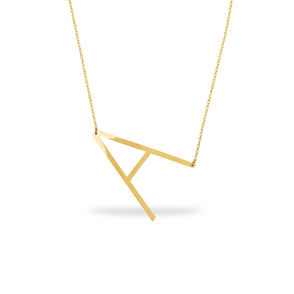 Dear Me - Side Alphabet Necklace (A to M) Titanium with 18K Gold Plating Kalung Huruf Besar Wanita L