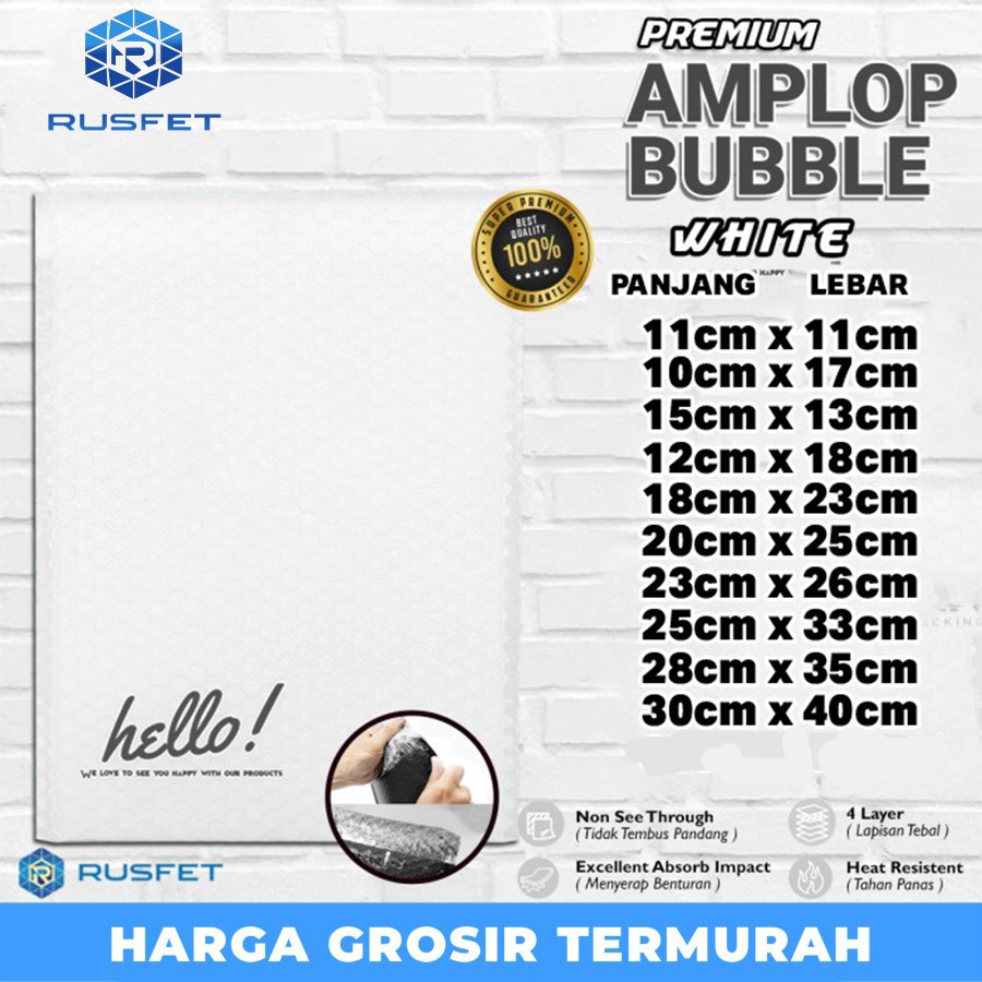 

AMPLOP BUBBLE MAILER WHITE RUFSET ENVELOPE WRAP PREMIUM SATUAN Murah