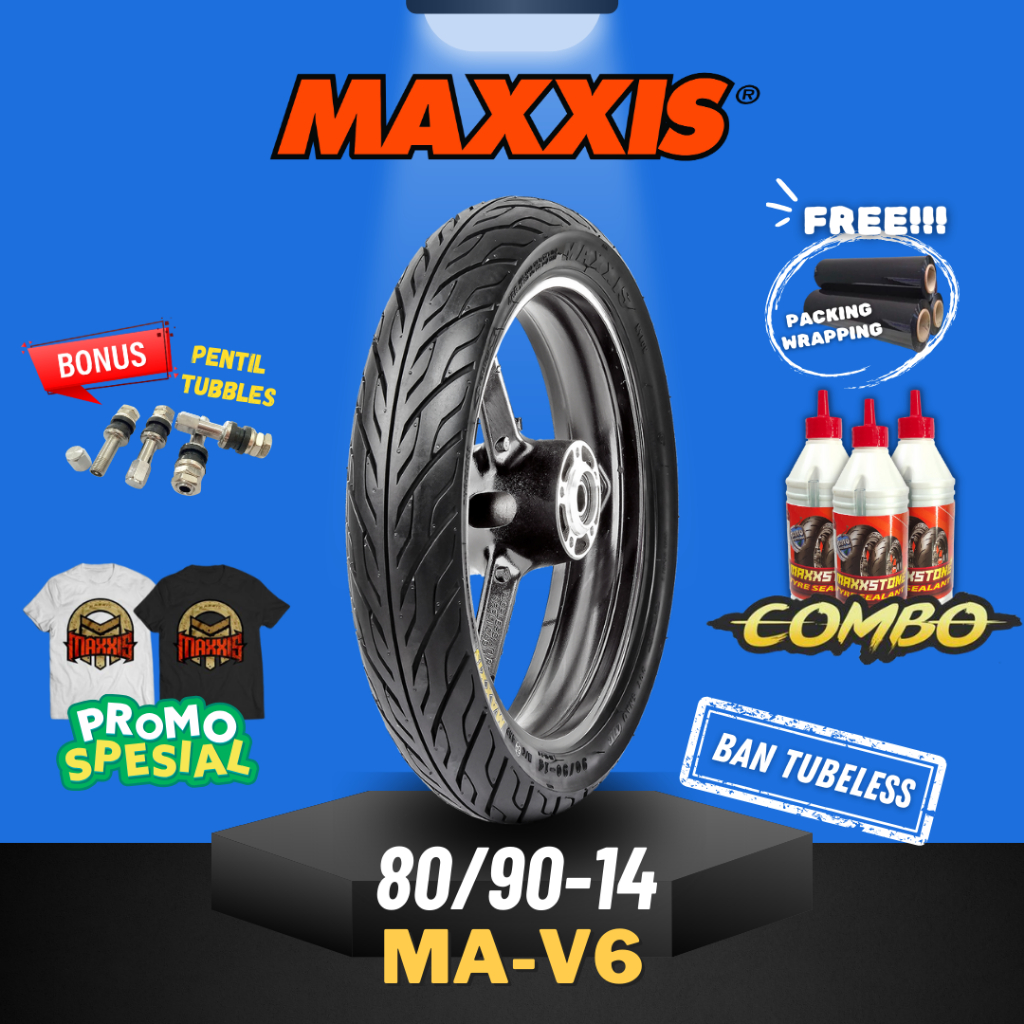 [READY COD] MAXXIS MA-V6 80 / 90 - 14 / BAN MAXXIS 80/90-14 / 80-90-14 TUBELESS BAN LUAR / BAN MOTOR