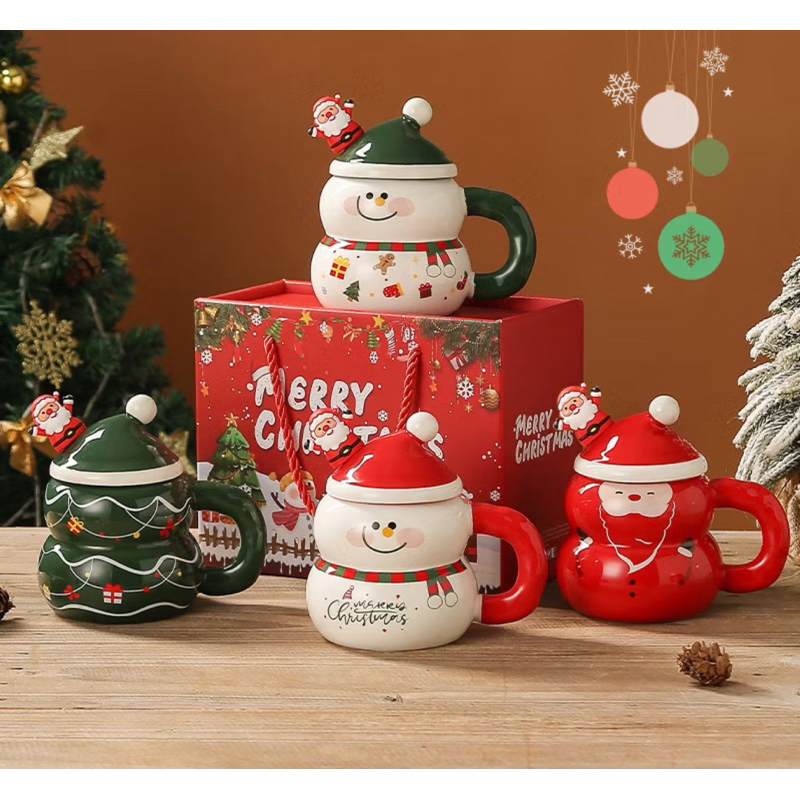 Gelas mug cangkir kado natal santa claus keramik hadiah natal snowman pohon natal hadiah natal