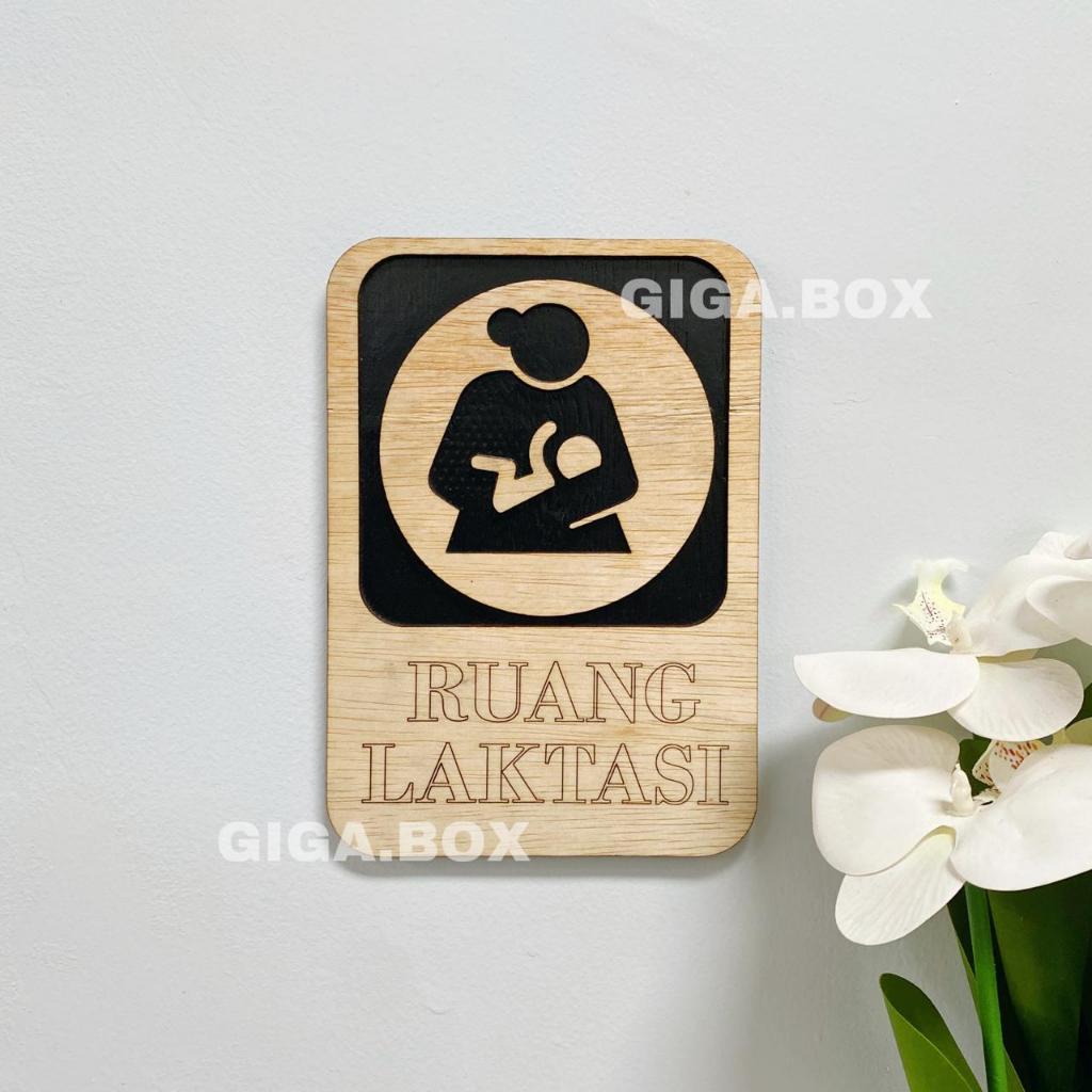 Ruang Laktasi Sign Board Kayu Papan Tempel Dinding Petunjuk arah/lokasi Ruang Laktasi (Ruangan Ibu M