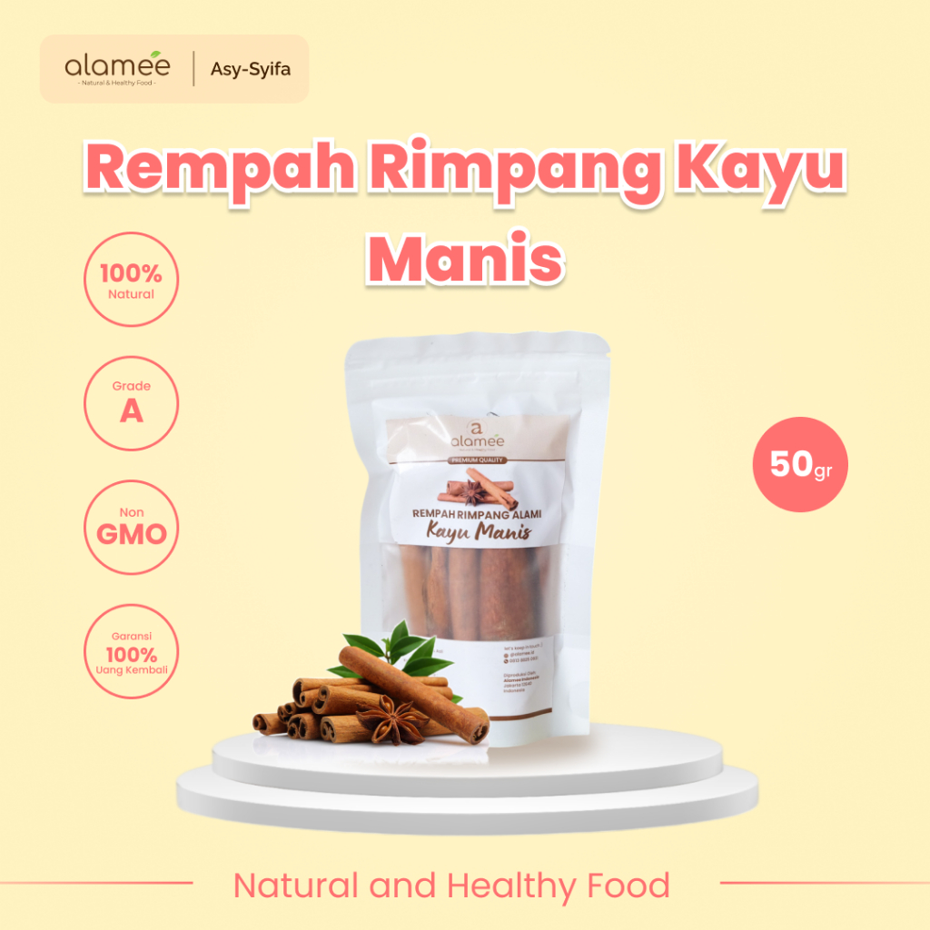 

ALAMEE Kayu Manis Batang Cinnamon Stick Rempah Rimpang Organik Alami Bumbu Masak Dapur Seasoning 50g