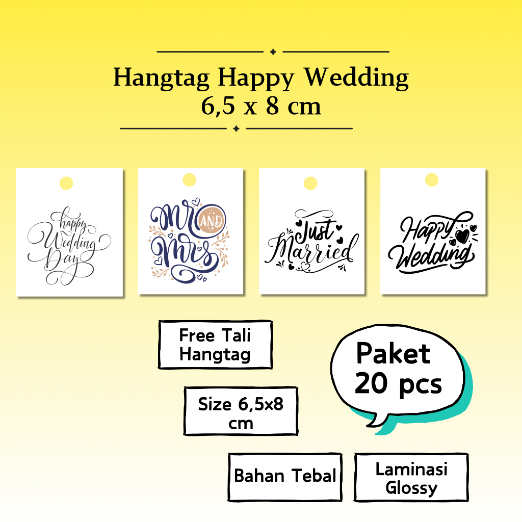 

Hangtag Ucapan Happy Wedding / Hangtag Custom Hampers Hadiah Souvenir 6,5 x 8 cm
