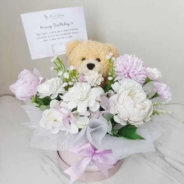 [PURPLE] TEDDY FLOWER BLOOM BOX - Box Bunga Boneka Beruang