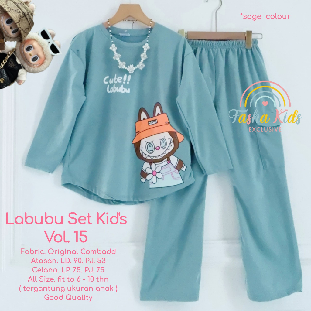 setelan anak perempuan 6-12 tahun kuromi labubu tiara set ori fasha kids
