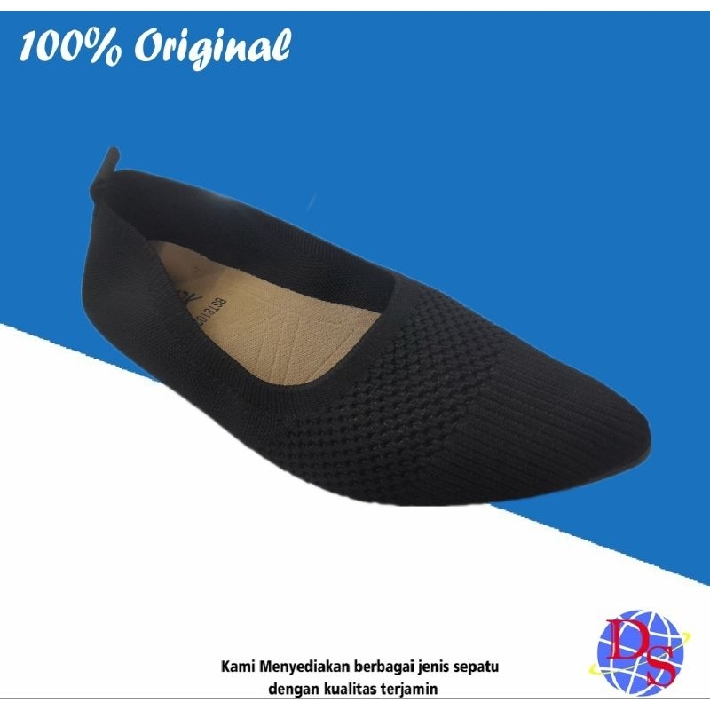 Sepatu Flat Wanita Spark 8102-BC2 Hitam Sepatu Flat Rajut Sepatu Flat Ringan