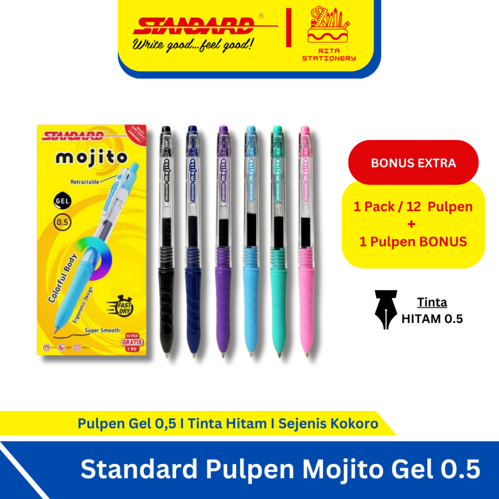 

STANDARD Pulpen Mojito Gel 0,5 mm I Ballpoint Setara Kokoro - 1 Pack