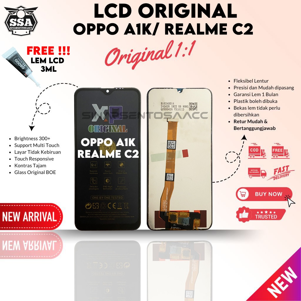 LCD Touchscreen FULLSET ORIGINAL Oppo A3S A5 A3x Realme C2 CPH1923 CPH 1923 CPH-1923 RMX1941 RMX 194