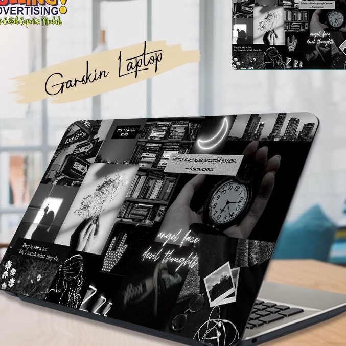 Bonuskan Garskin Laptop Black Vibes Aesthetic Skin Laptop Stiker Laptop