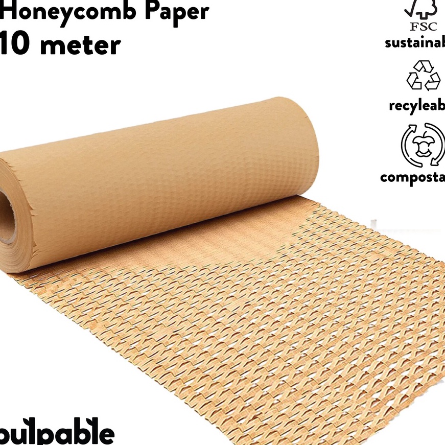 

Super 5M 1M Pulpable Honeycomb Paper Wrap Eco Friendly Packaging 5 meter dan 1 meter roll Pulpable Indonesia