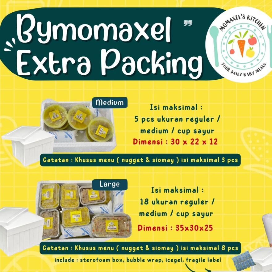 

KI3 EXTRA PACKAGING STEROFOAM BOX TERMASUK ICEGEL BUBBLE WRAP FRAGILE LABELFROZEN BABY KIDS MEALS