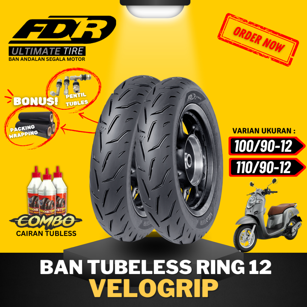 [READY COD] BAN FDR TUBELESS ULTIMATE TIRE FDR VELOGRIP RING 12 / BAN LUAR FDR TUBELESS VELOGRIP ( 1