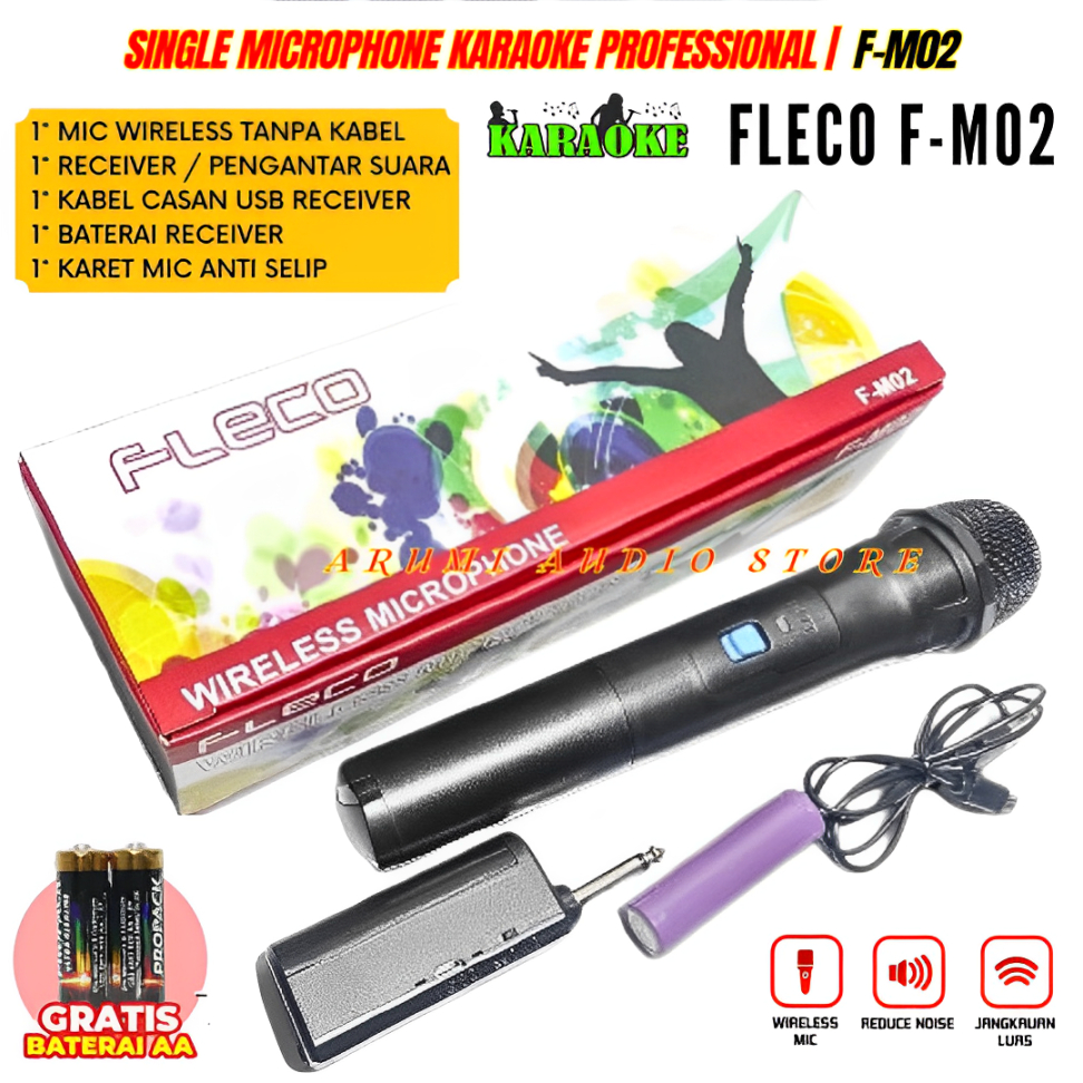 Mic Microphone Wireless Bluetooth Fleco F-M02 | Mic Wearless Murah Fleco F M02 Mikropon Tanpa Kabel 