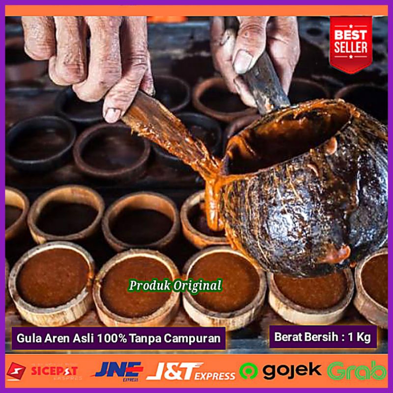 

TERMURAH Gula Aren Asli 100% Original 1 Kg Bungkus Plastik Dan Daun