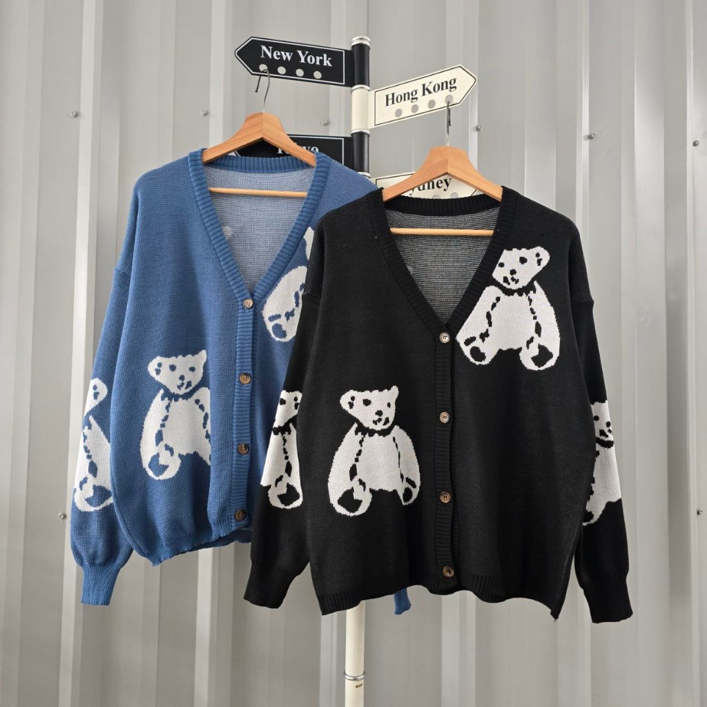 (isi 2 pcs ) jaket couple rajut white bears terbaru / jaket pasangan pacar / sweater hoodie couple