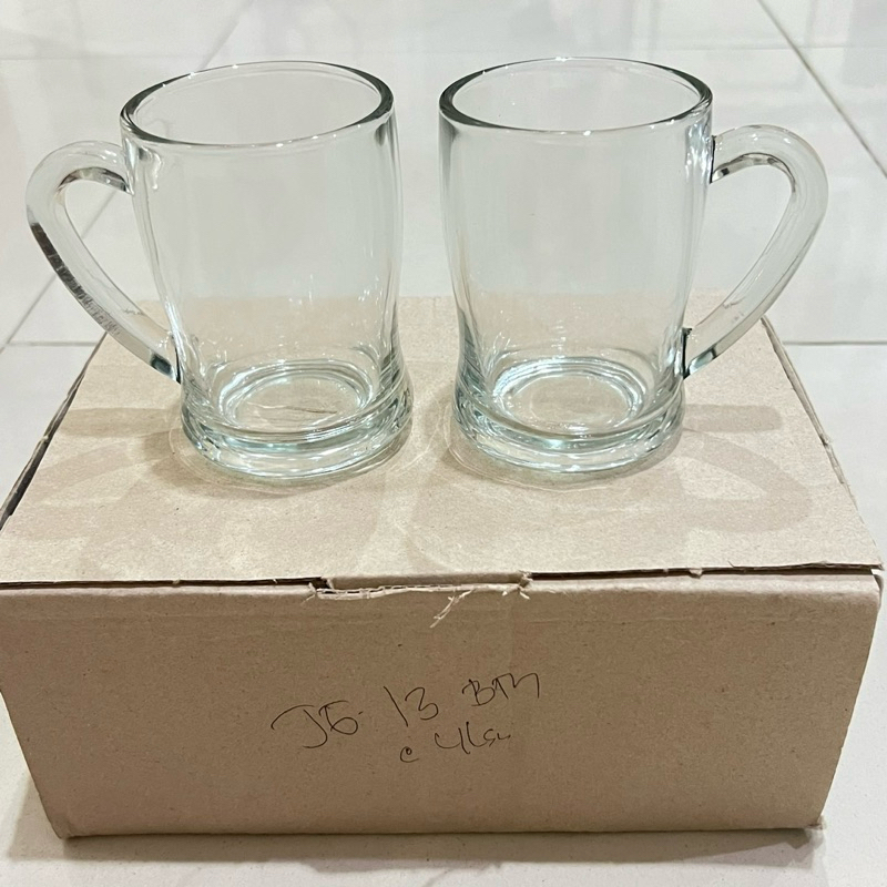Satu Set Gelas Gagang Kaca Kopi Besar Tebal JG13 isi 6