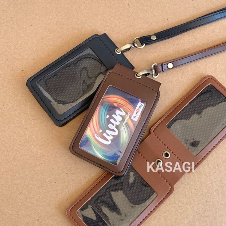 

Lebih Ekonomis ID Card Holder Magnet Lanyard Nametag kulit Holder Flip 2 sisi MM1