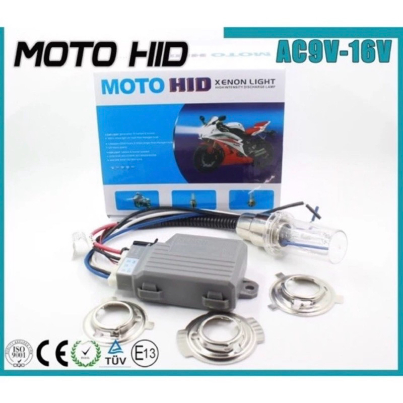 MOTO HID XENON LIGHT BULB BOHLAM HID MOTOR - MOBIL BRACKET SOCKET RING H4 H6 HS1 6000K - 8000K FULLS