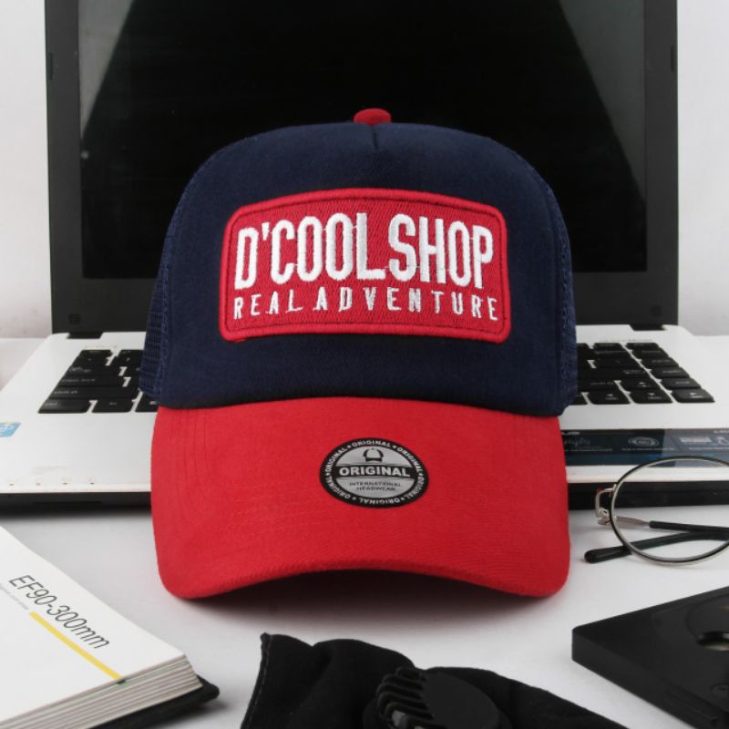 Topi Pria Dewasa Adventure Original / Topi Trucker Jaring Premium merah navy